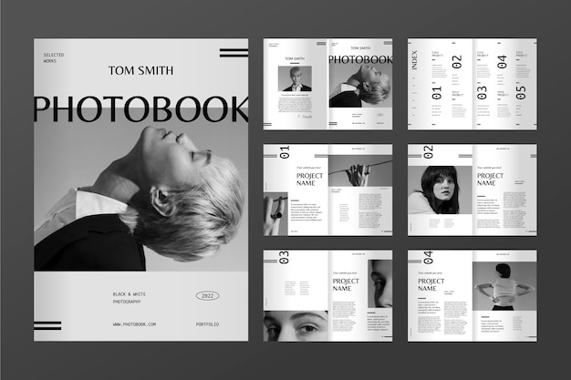 Modèle de livre photo design plat