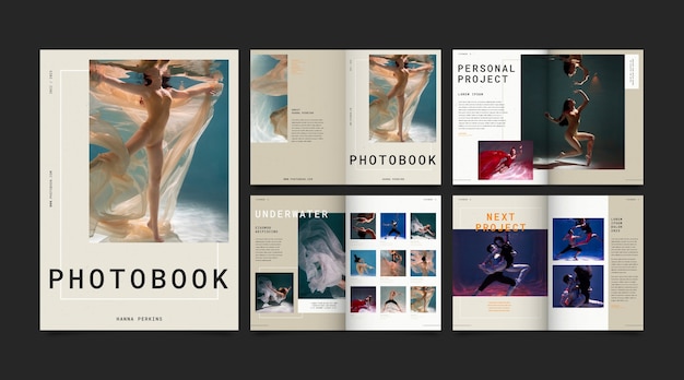 Modèle de livre photo design plat
