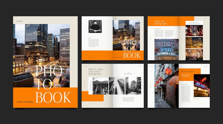 Vecteur gratuit modèle de livre photo design plat