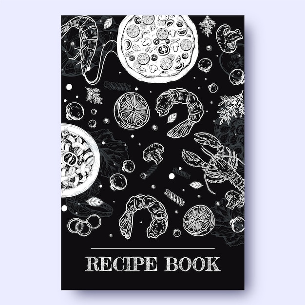 Modèle de livre de recettes dessiné à la main