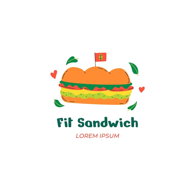 Vecteur gratuit modèle de logo d'aliments sains dessinés à la main