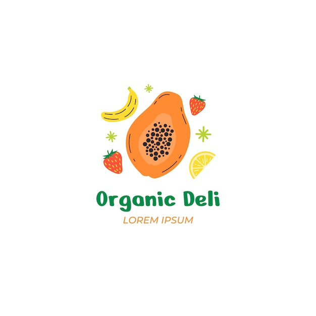 Vecteur gratuit modèle de logo d'aliments sains dessinés à la main