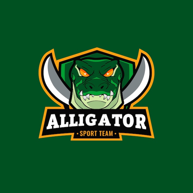 Vecteur gratuit modèle de logo alligator design plat