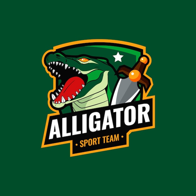 Modèle de logo alligator design plat