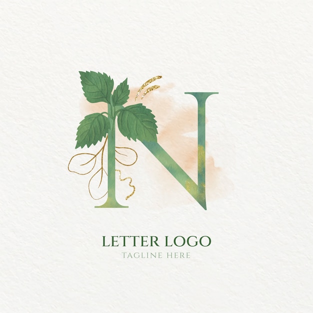 Modèle de logo aquarelle n lettre