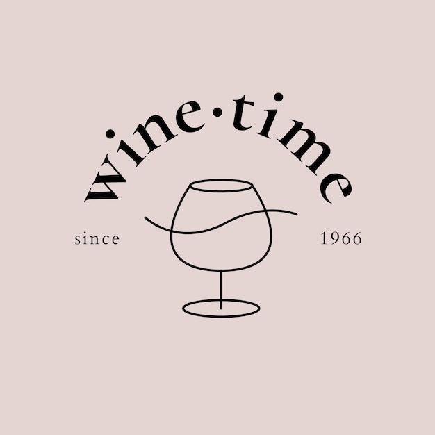 Vecteur gratuit modèle de logo de bar à vin avec illustration minimale de verre à vin