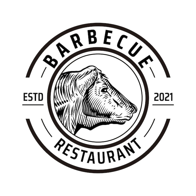 Modèle de logo de barbecue créatif
