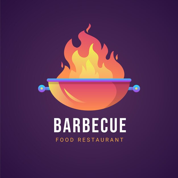 Modèle de logo de barbecue dégradé