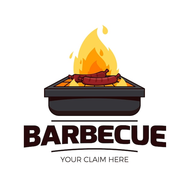 Vecteur gratuit modèle de logo de barbecue détaillé