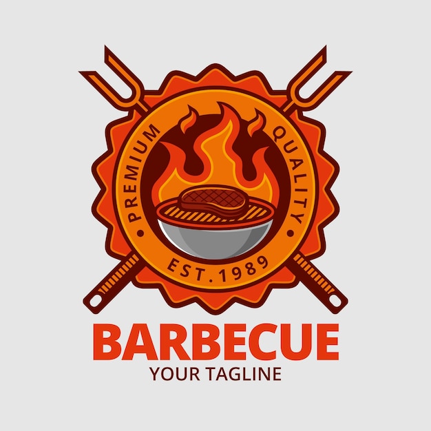 Vecteur gratuit modèle de logo de barbecue détaillé