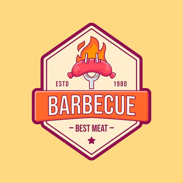 Modèle De Logo De Barbecue Détaillé