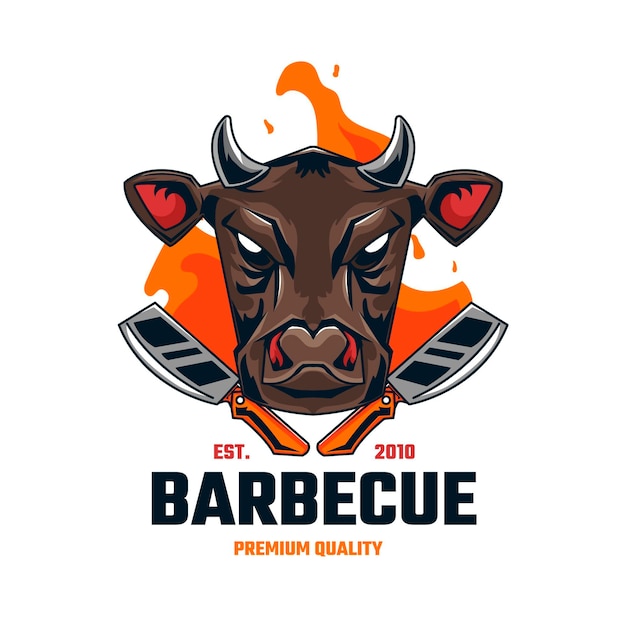 Modèle De Logo De Barbecue Détaillé