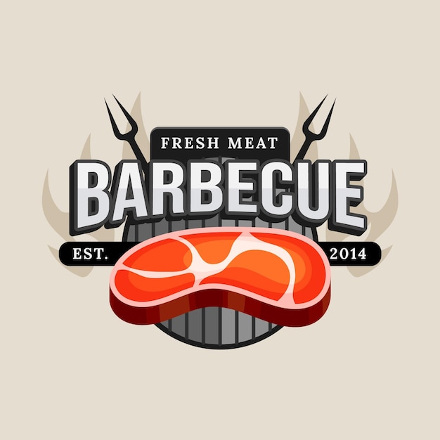 Modèle De Logo Barbecue Avec Détails