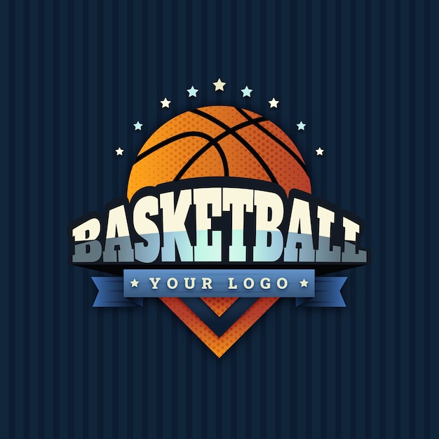 Vecteur gratuit modèle de logo de basket-ball dégradé