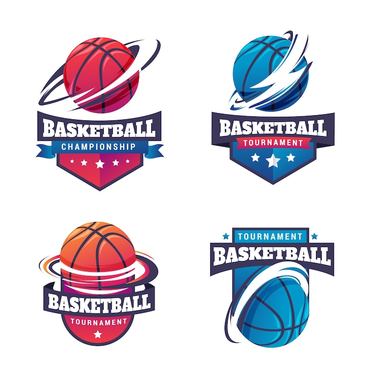 Vecteur gratuit modèle de logo de basket-ball dégradé