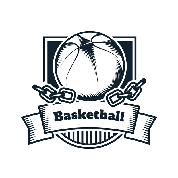 Modèle de logo de basket-ball dessiné à la main