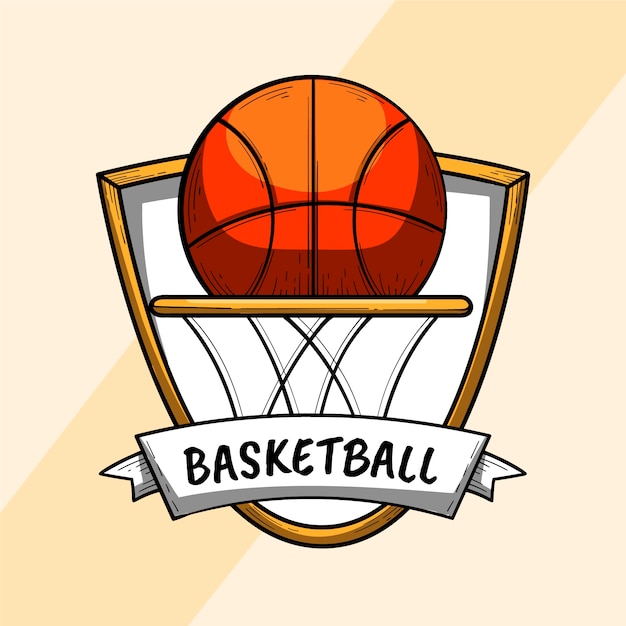 Modèle De Logo De Basket-ball Dessiné à La Main