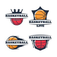 Vecteur gratuit modèle de logo de basket-ball dessiné à la main