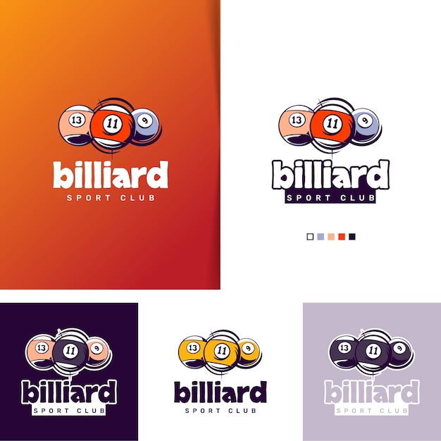 Vecteur gratuit modèle de logo de billard dessiné à la main