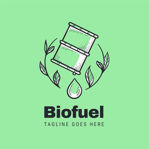 Vecteur gratuit modèle de logo de biocarburant dessiné à la main