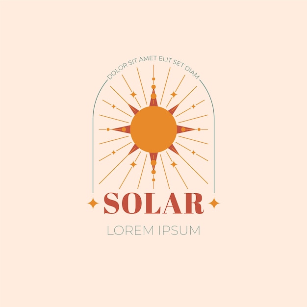 Vecteur gratuit modèle de logo boho sun design plat