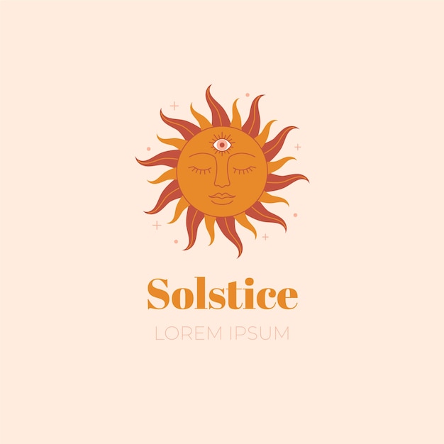 Vecteur gratuit modèle de logo boho sun design plat