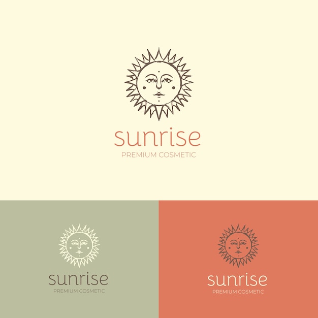 Vecteur gratuit modèle de logo boho sun dessiné à la main