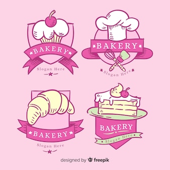 Modèle de logo de boulangerie dessiné à la main