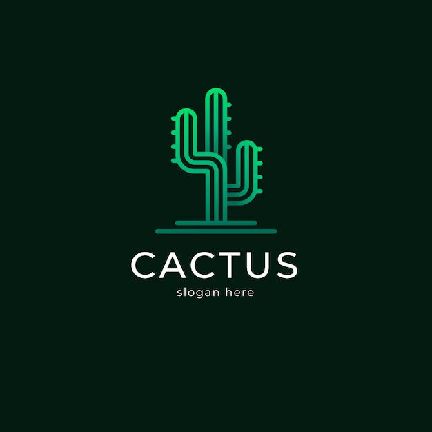 Vecteur gratuit modèle de logo de cactus dégradé