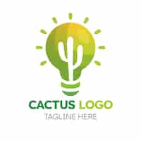 Vecteur gratuit modèle de logo de cactus dégradé