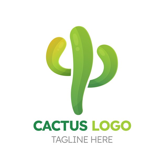 Modèle de logo de cactus dégradé