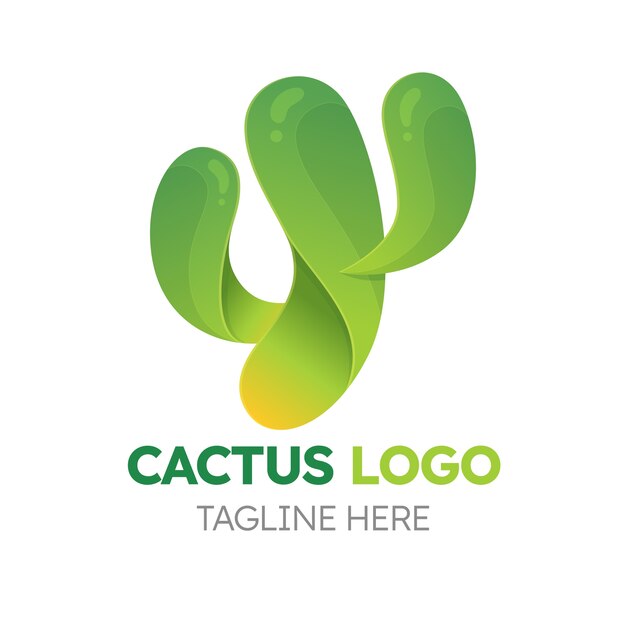 Modèle de logo de cactus dégradé