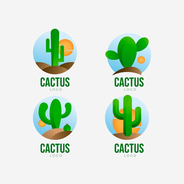 Modèle de logo de cactus dégradé