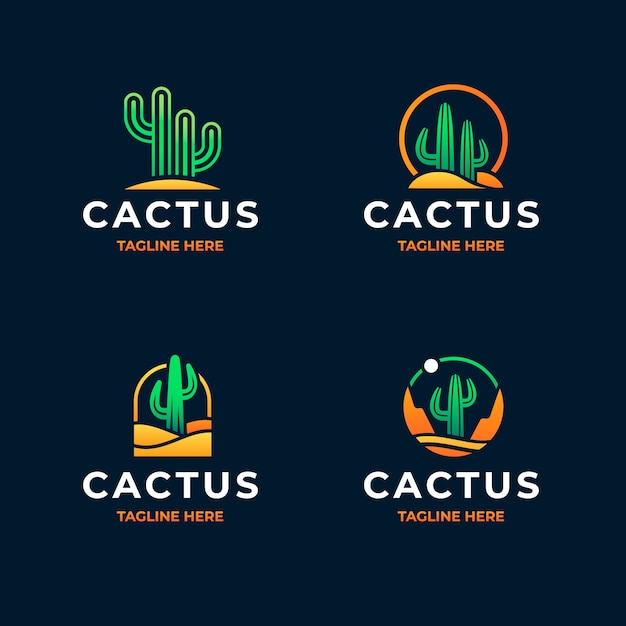 Vecteur gratuit modèle de logo de cactus dégradé