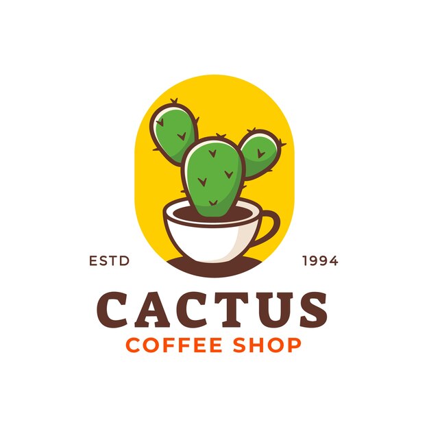 Modèle de logo de cactus dégradé