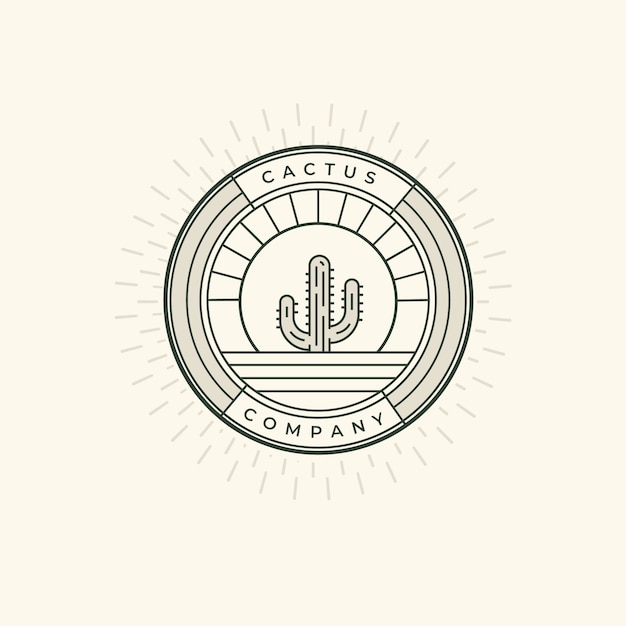 Vecteur gratuit modèle de logo de cactus dessiné à la main