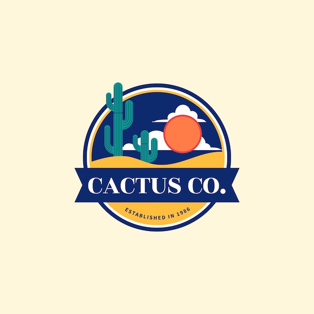 Modèle De Logo De Cactus Dessiné à La Main