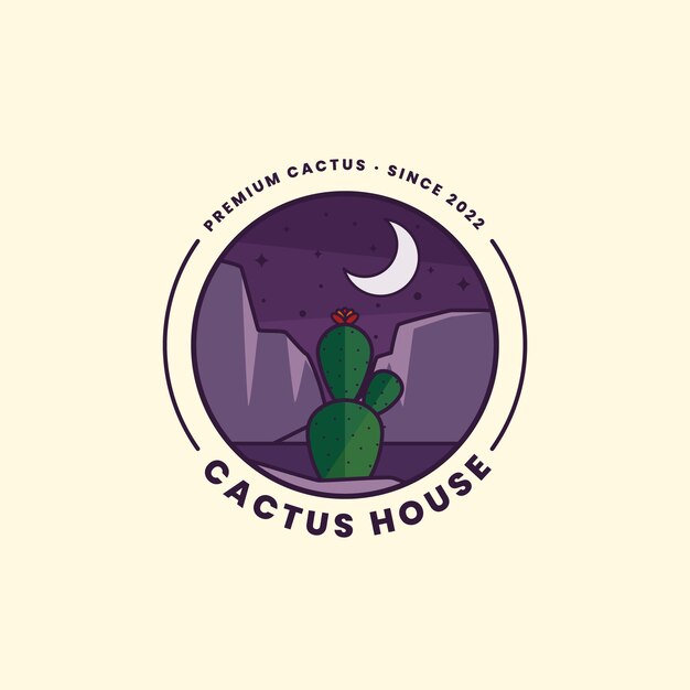 Modèle de logo de cactus dessiné à la main