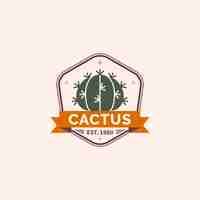 Vecteur gratuit modèle de logo de cactus dessiné à la main