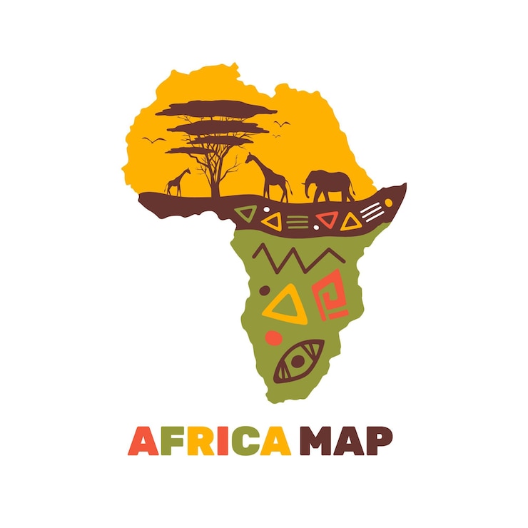 Vecteur gratuit modèle de logo de carte africaine colorée