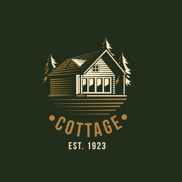 Modèle de logo de chalet dessiné à la main