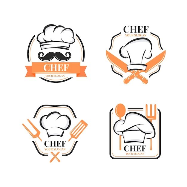 Vecteur gratuit modèle de logo de chef design plat