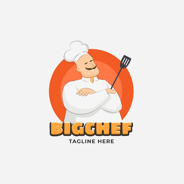 Vecteur gratuit modèle de logo de chef détaillé