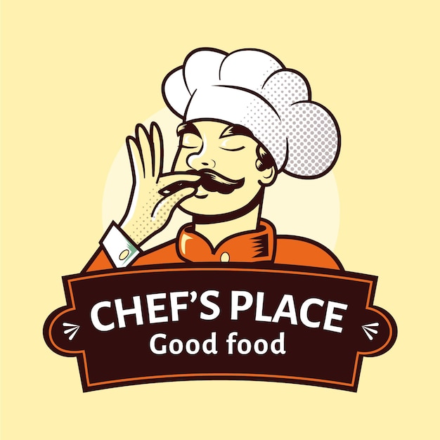 Vecteur gratuit modèle de logo de chef détaillé