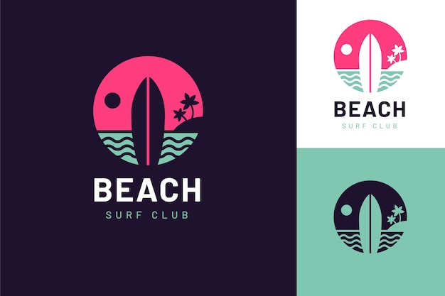 Modèle de logo de club de plage design plat