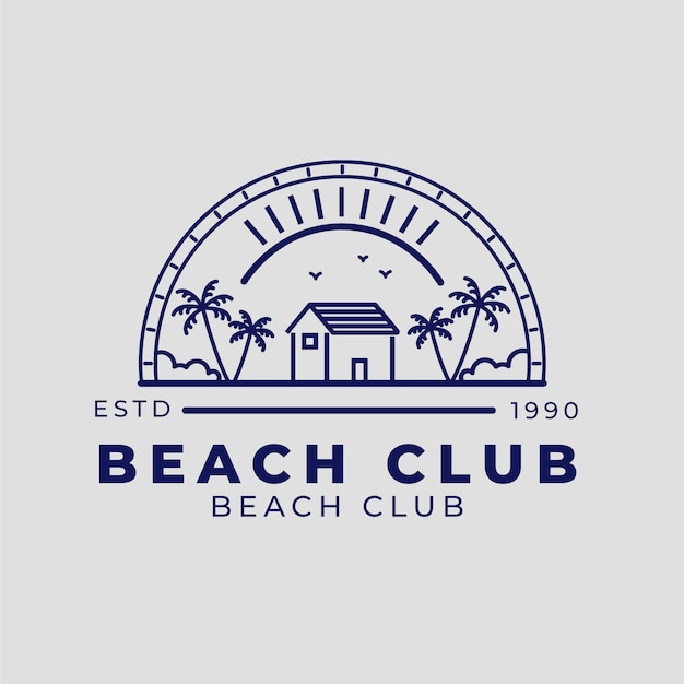 Modèle De Logo De Club De Plage Design Plat