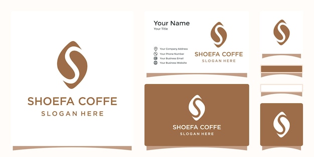 Le modèle de logo de conception de café collabore avec la lettre s et la conception de cartes de visite
