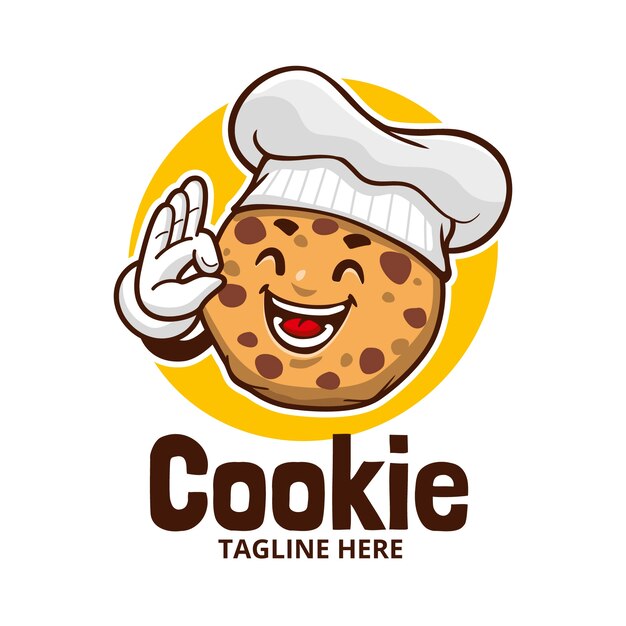 Modèle de logo de cookies dessinés à la main