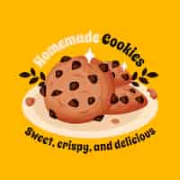 Vecteur gratuit modèle de logo de cookies dessinés à la main