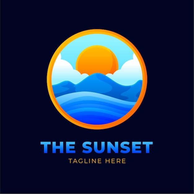 Vecteur gratuit modèle de logo de coucher de soleil dégradé